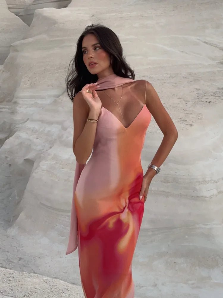 Emma Open-Back Ombre Satin Maxi Dress - Elegant Occasion Dress for Women - Image 4