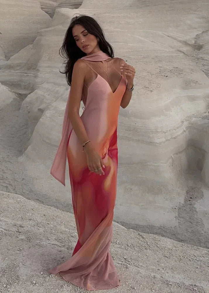 Emma Open-Back Ombre Satin Maxi Dress - Elegant Occasion Dress for Women