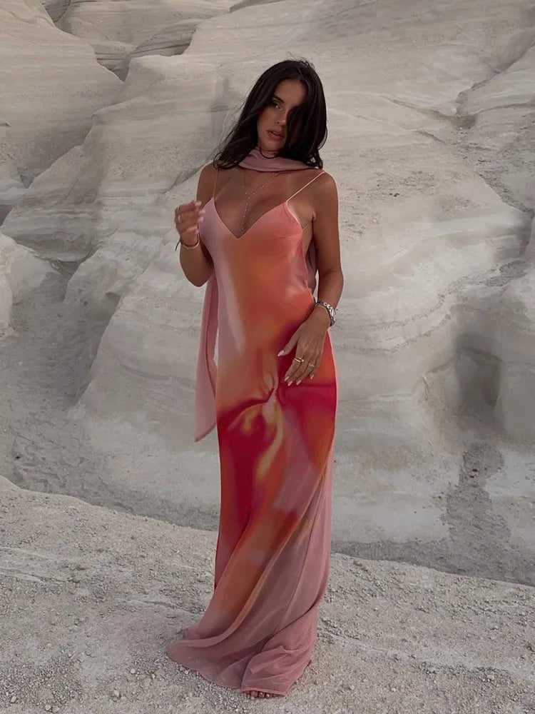 Emma Open-Back Ombre Satin Maxi Dress - Elegant Occasion Dress for Women - Image 2