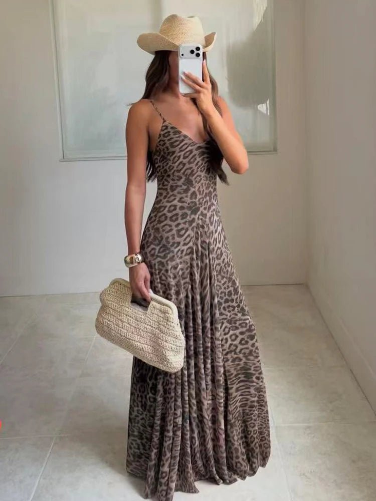 Hannah Leopard Print Sling Maxi Dress - Elegant Occasion Dress for Women - Image 8
