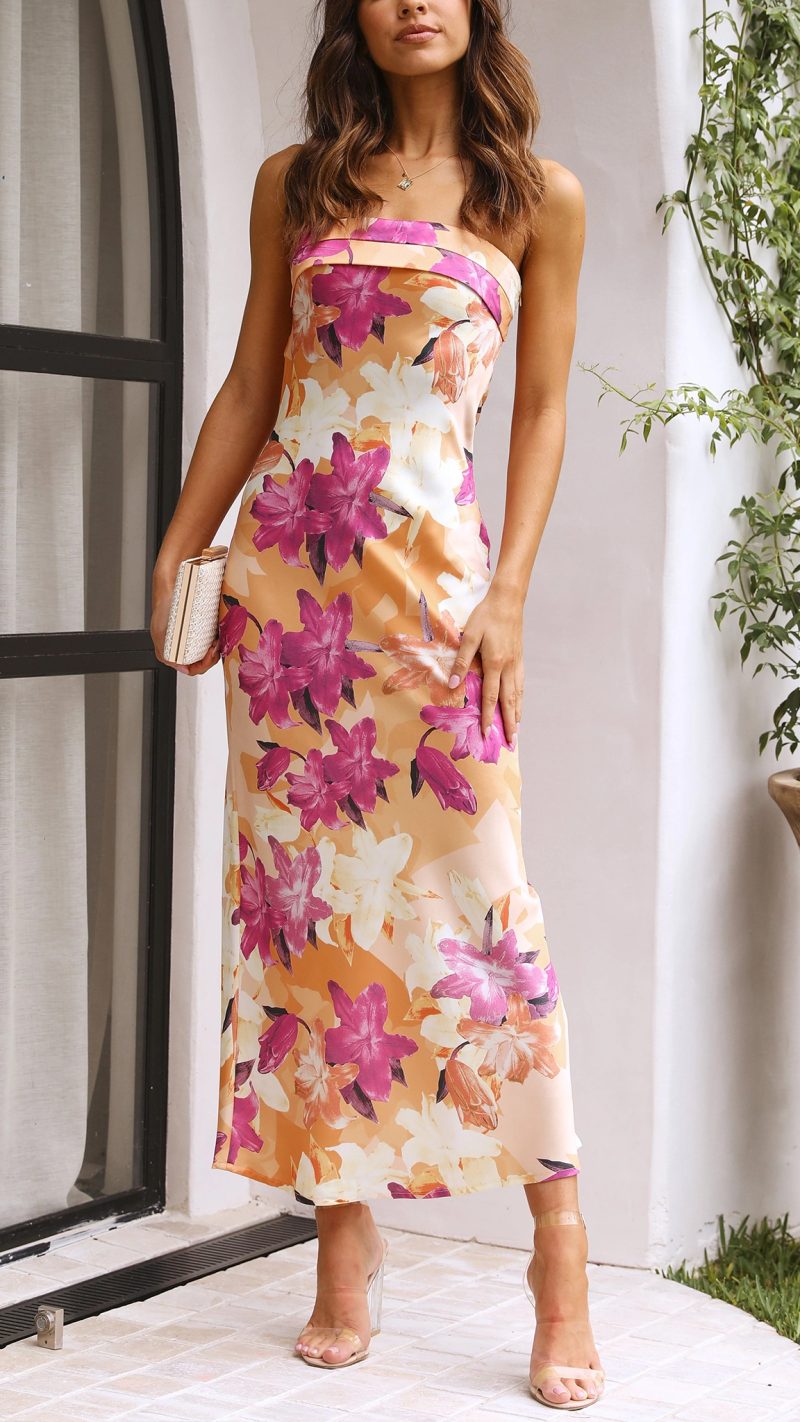 Laura Floral Strapless Maxi Dress - Elegant Occasion Dress for Women