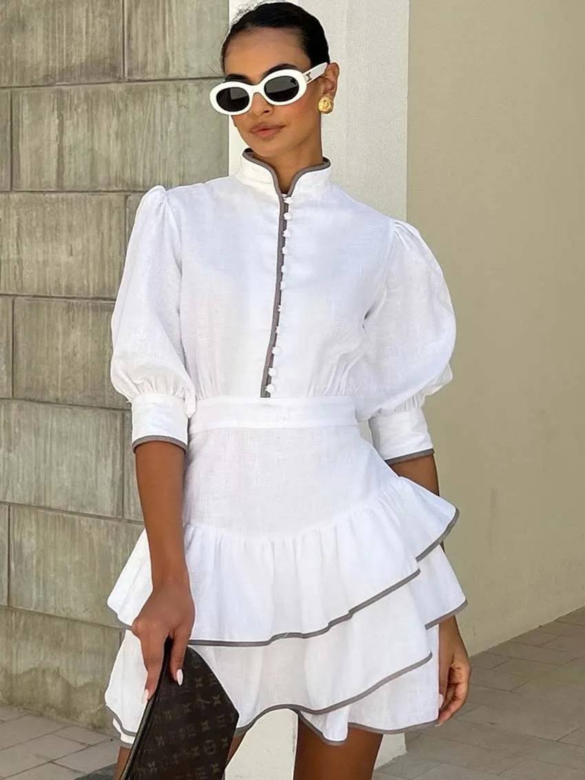 Sara Patchwork Turtleneck Mini Dress - Elegant Occasion Dress for Women - Image 2
