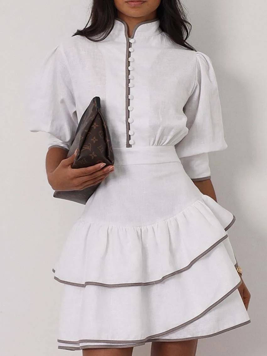 Sara Patchwork Turtleneck Mini Dress - Elegant Occasion Dress for Women - Image 5