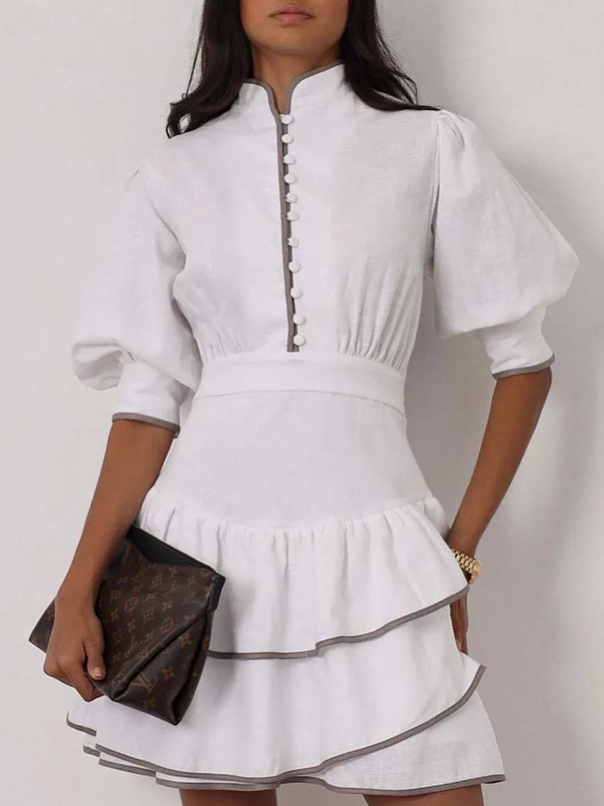 Sara Patchwork Turtleneck Mini Dress - Elegant Occasion Dress for Women - Image 4