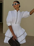 Sara Patchwork Turtleneck Mini Dress - Elegant Occasion Dress for Women