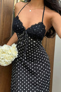 Zoe Polka Dot Halter Maxi Dress - Elegant Occasion Dress for Women - Image 3