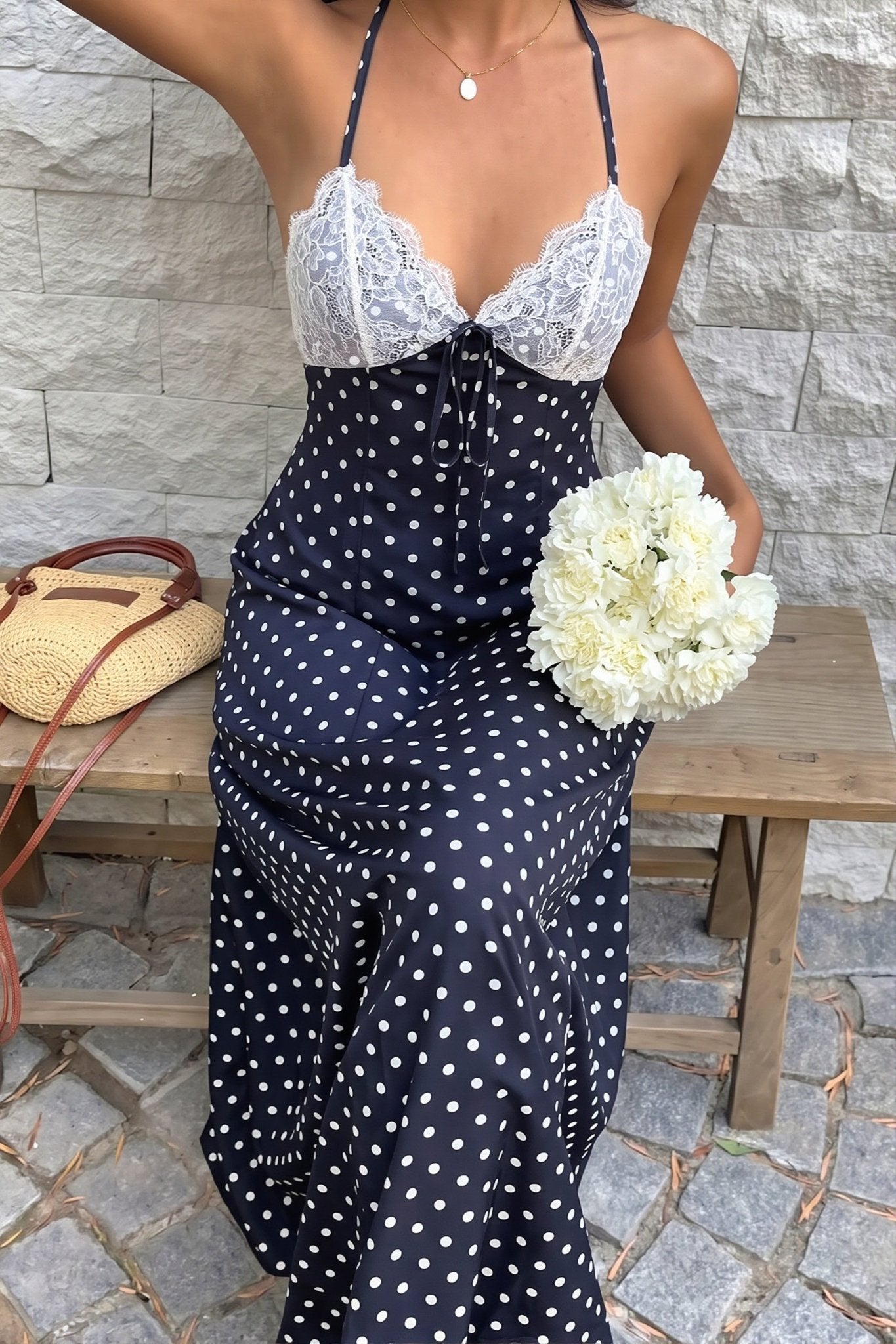 Zoe Polka Dot Halter Maxi Dress - Elegant Occasion Dress for Women - Image 11