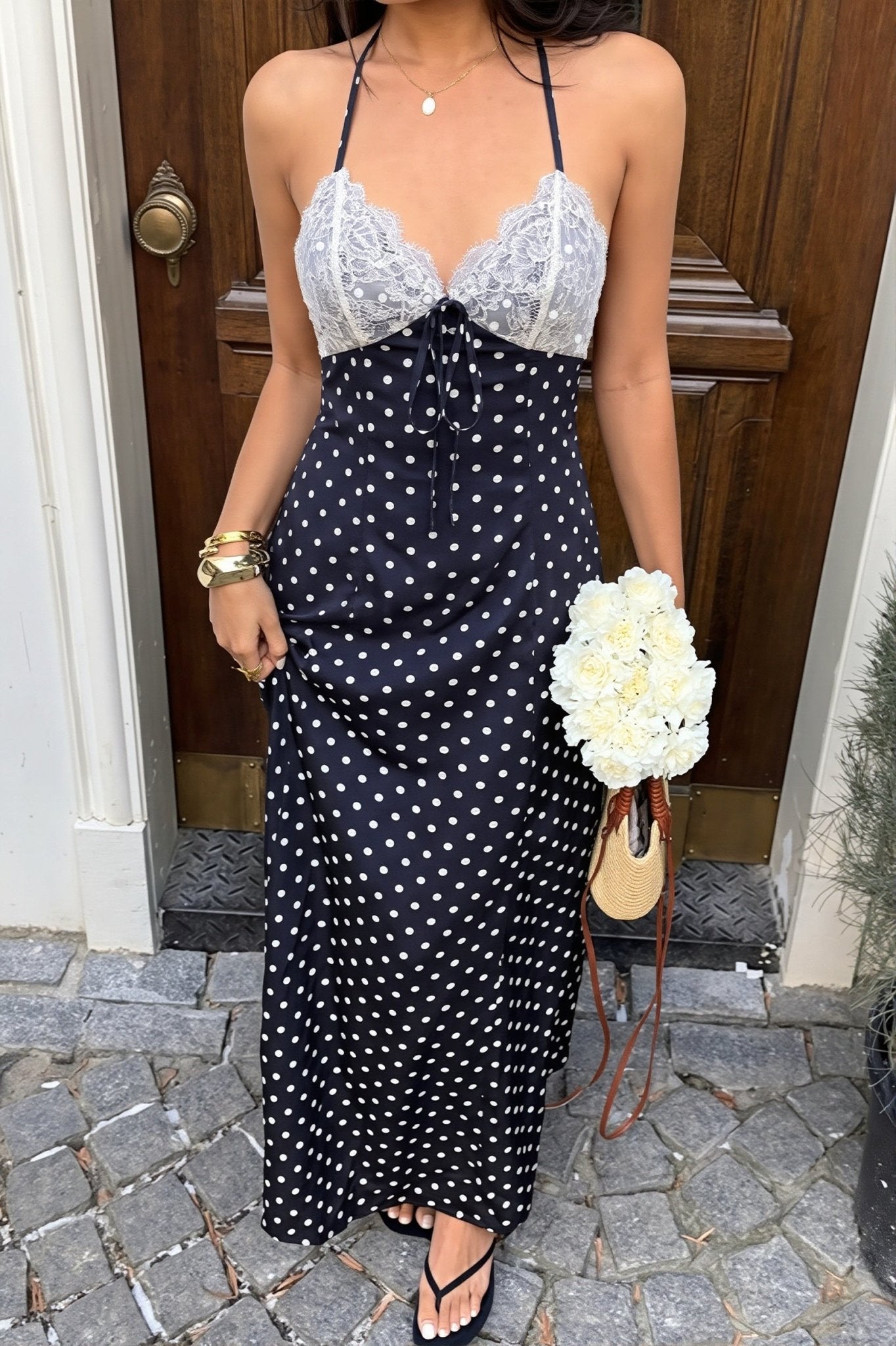 Zoe Polka Dot Halter Maxi Dress - Elegant Occasion Dress for Women - Image 10