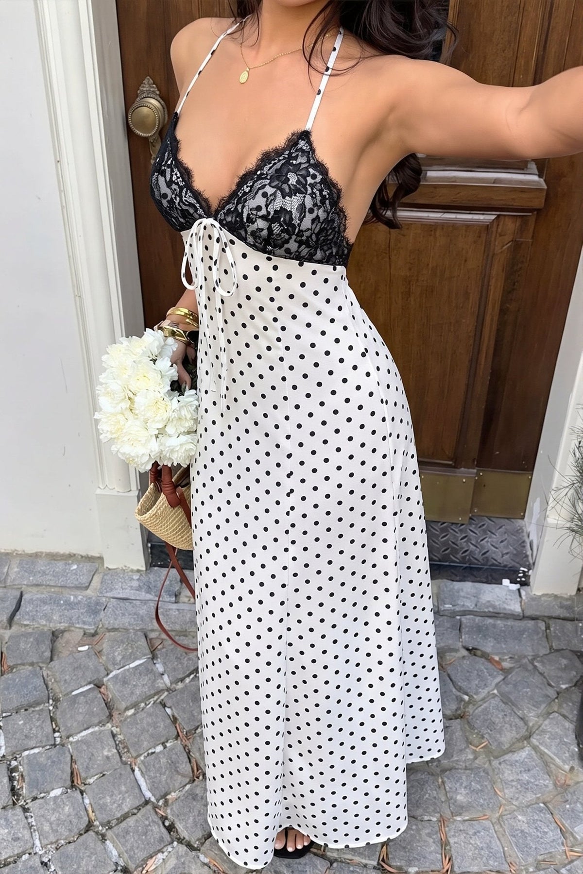 Zoe Polka Dot Halter Maxi Dress - Elegant Occasion Dress for Women - Image 8