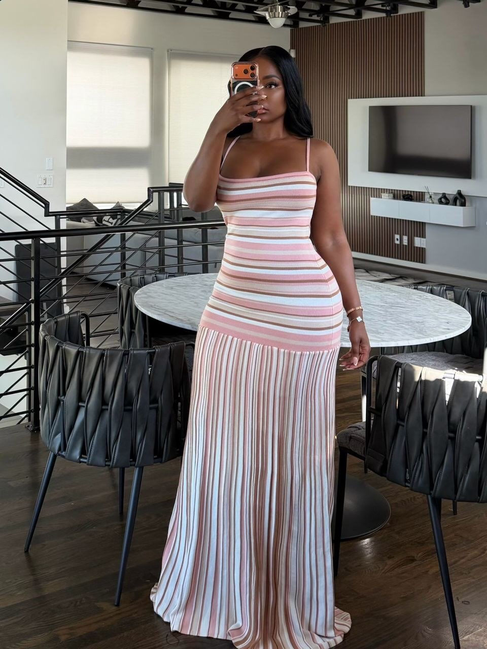 Olivia Striped Cami Maxi Dress - Elegant Occasion Dress for Women - Image 2