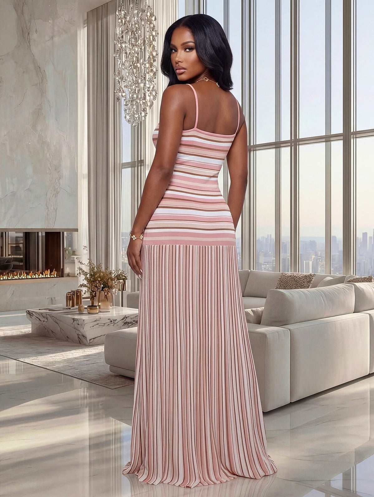 Olivia Striped Cami Maxi Dress - Elegant Occasion Dress for Women - Image 4