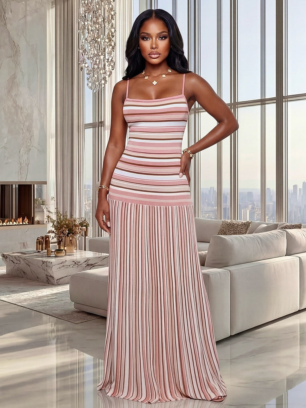Olivia Striped Cami Maxi Dress - Elegant Occasion Dress for Women - Image 3