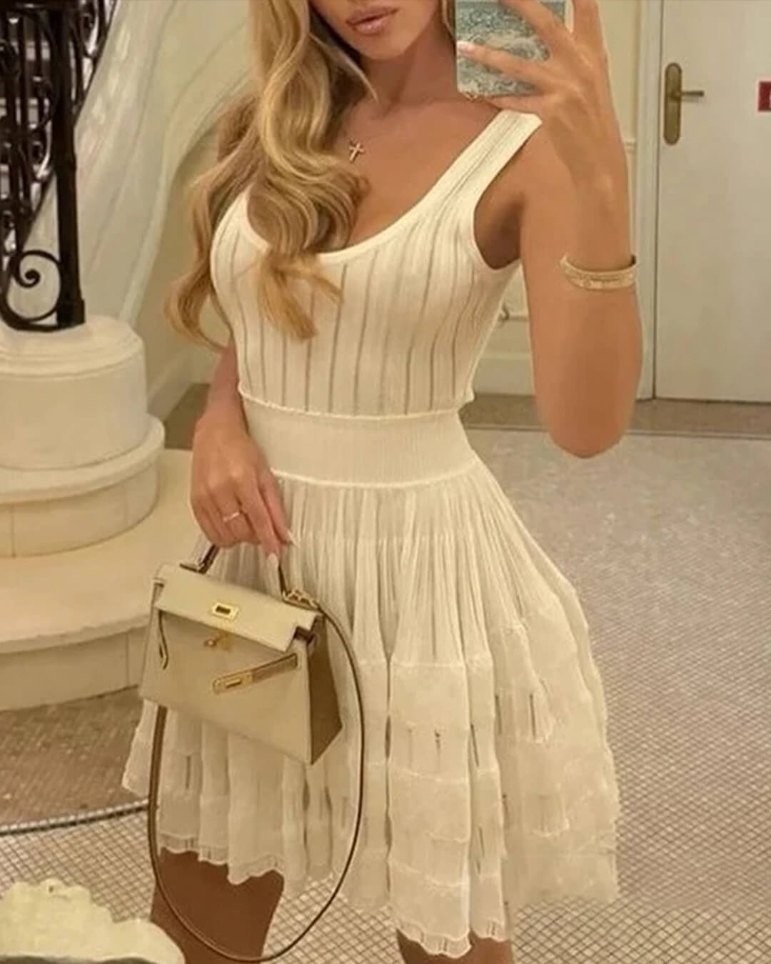 Beatrice Knitted Sling Mini Dress - Elegant Occasion Dress for Women - Image 2