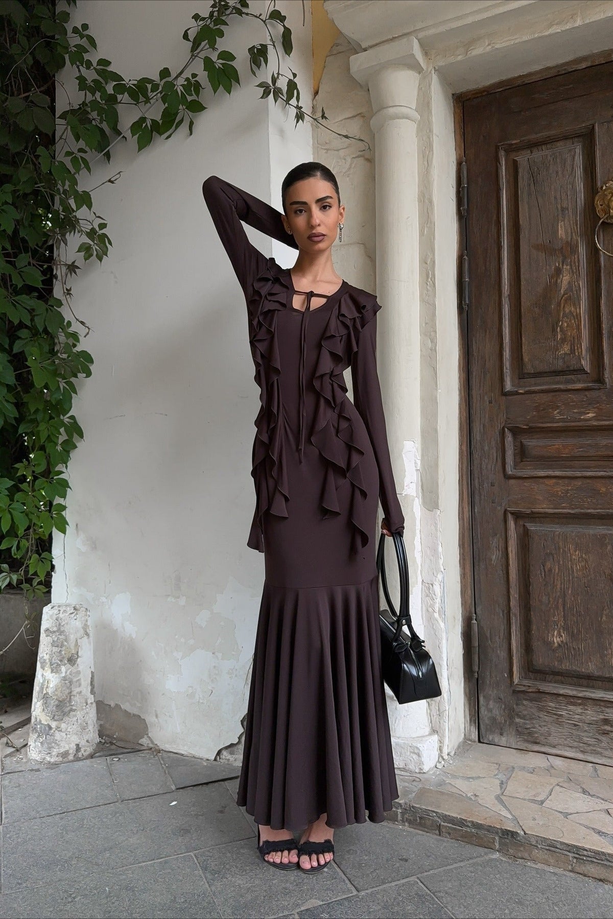 Arielle Ruffled Long-Sleeve Maxi Dress - Elegant Occasion Dress for Women - Image 3