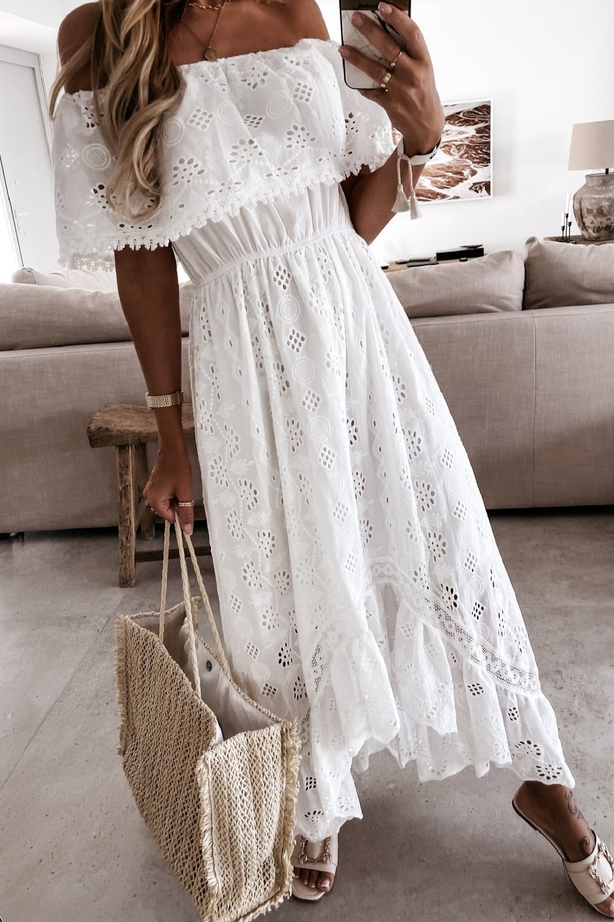 Aurore Boho Off-Shoulder Maxi Dress - Elegant Occasion Dress for Women - Image 2