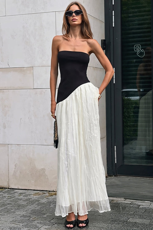Amelie Contrast Irregular Maxi Dress - Elegant Occasion Dress for Women - Image 2