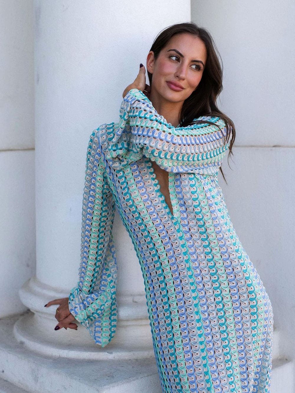 Beatrice Crochet Stripe Maxi Dress - Elegant Occasion Dress for Women - Image 6