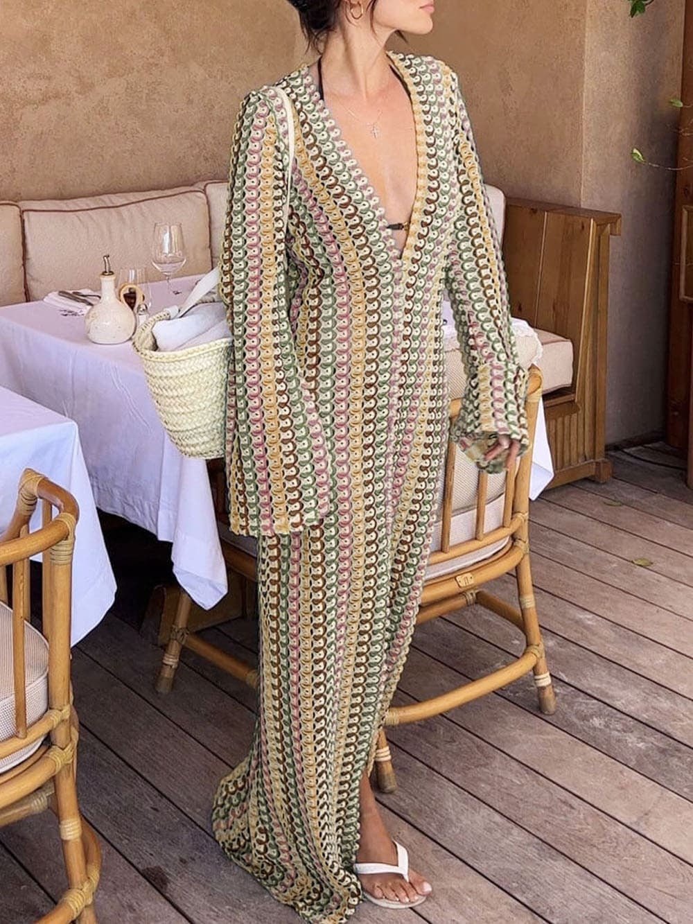 Beatrice Crochet Stripe Maxi Dress - Elegant Occasion Dress for Women - Image 14