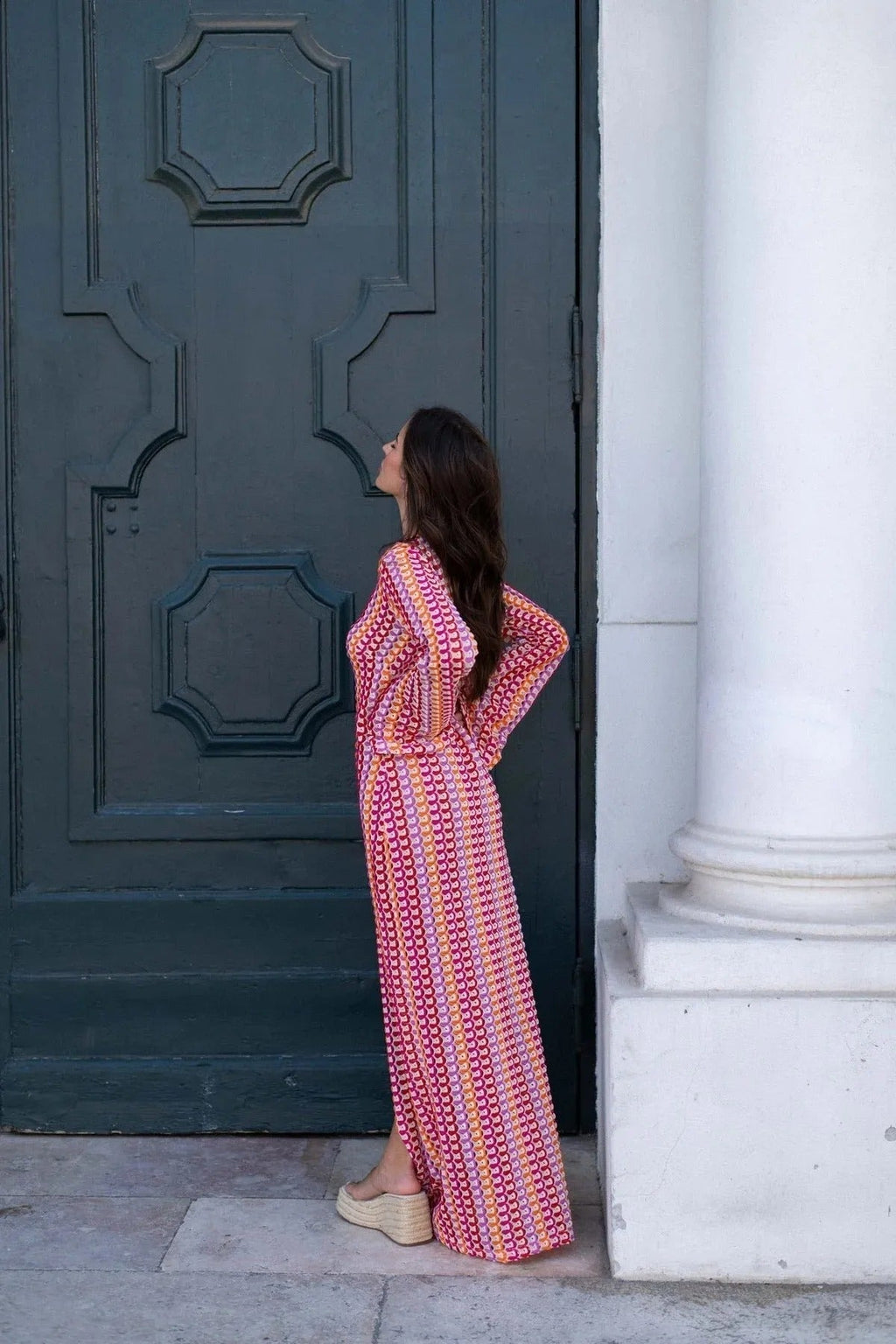 Beatrice Crochet Stripe Maxi Dress - Elegant Occasion Dress for Women - Image 3