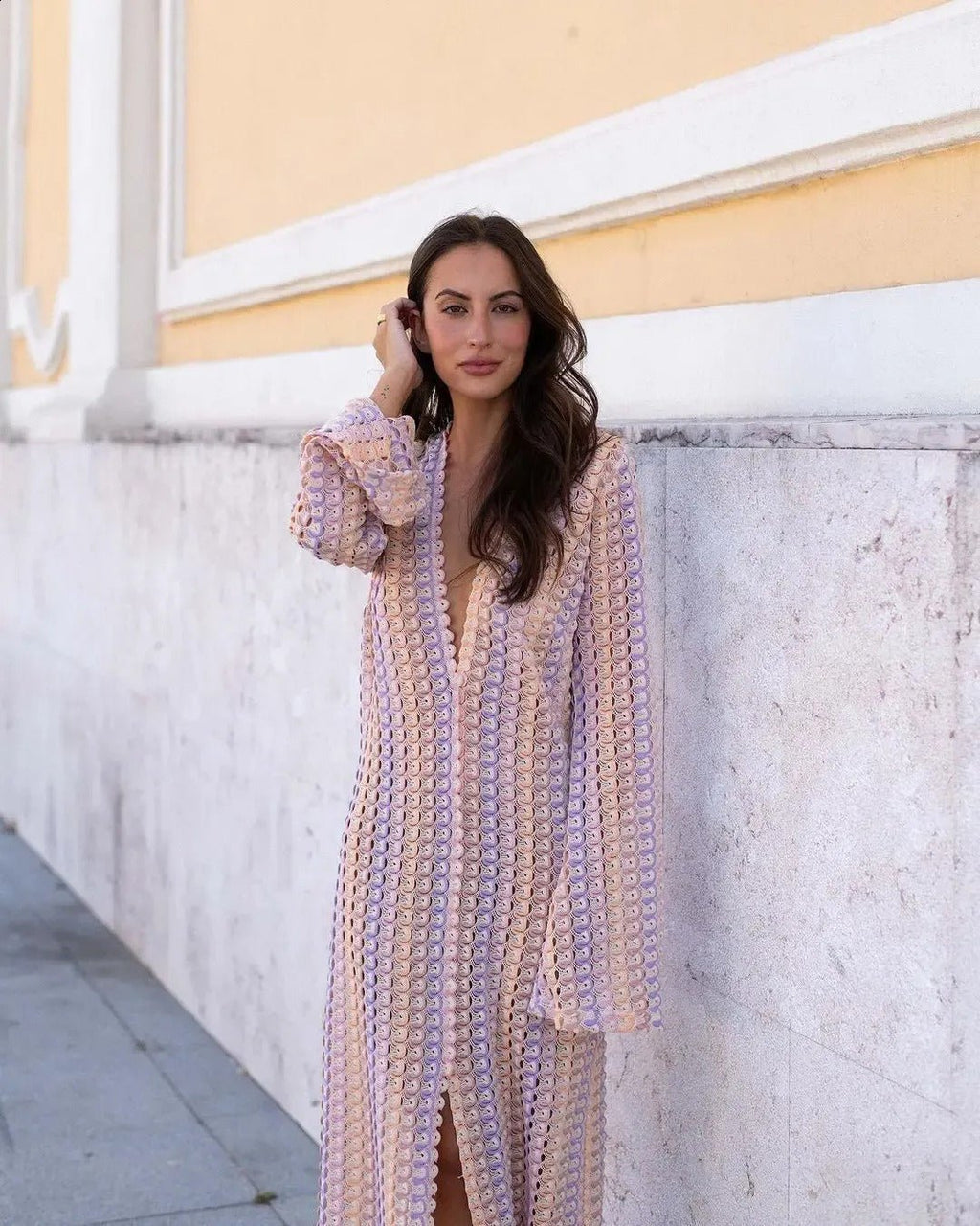 Beatrice Crochet Stripe Maxi Dress - Elegant Occasion Dress for Women - Image 12