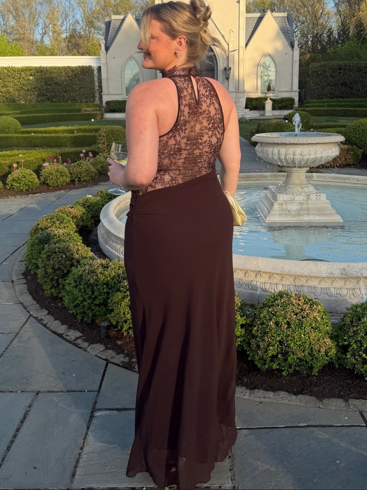 Beatrice Halter Lace Patchwork Maxi Dress - Elegant Occasion Dress for Women - Image 4