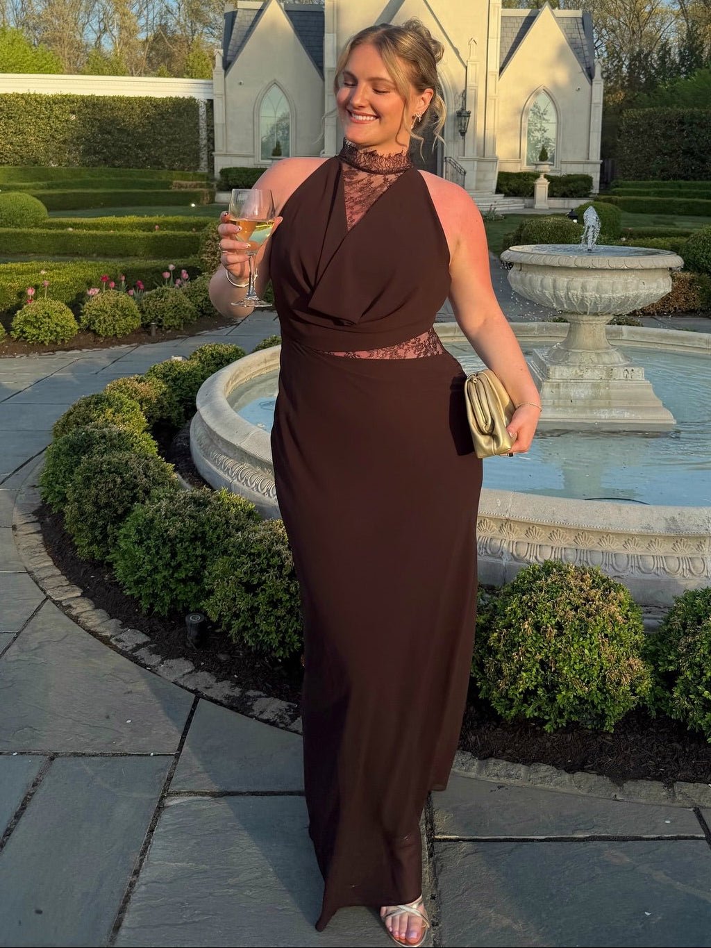 Beatrice Halter Lace Patchwork Maxi Dress - Elegant Occasion Dress for Women - Image 3