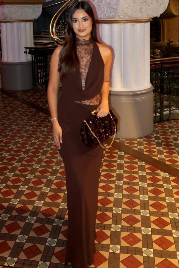 Beatrice Halter Lace Patchwork Maxi Dress - Elegant Occasion Dress for Women - Image 5