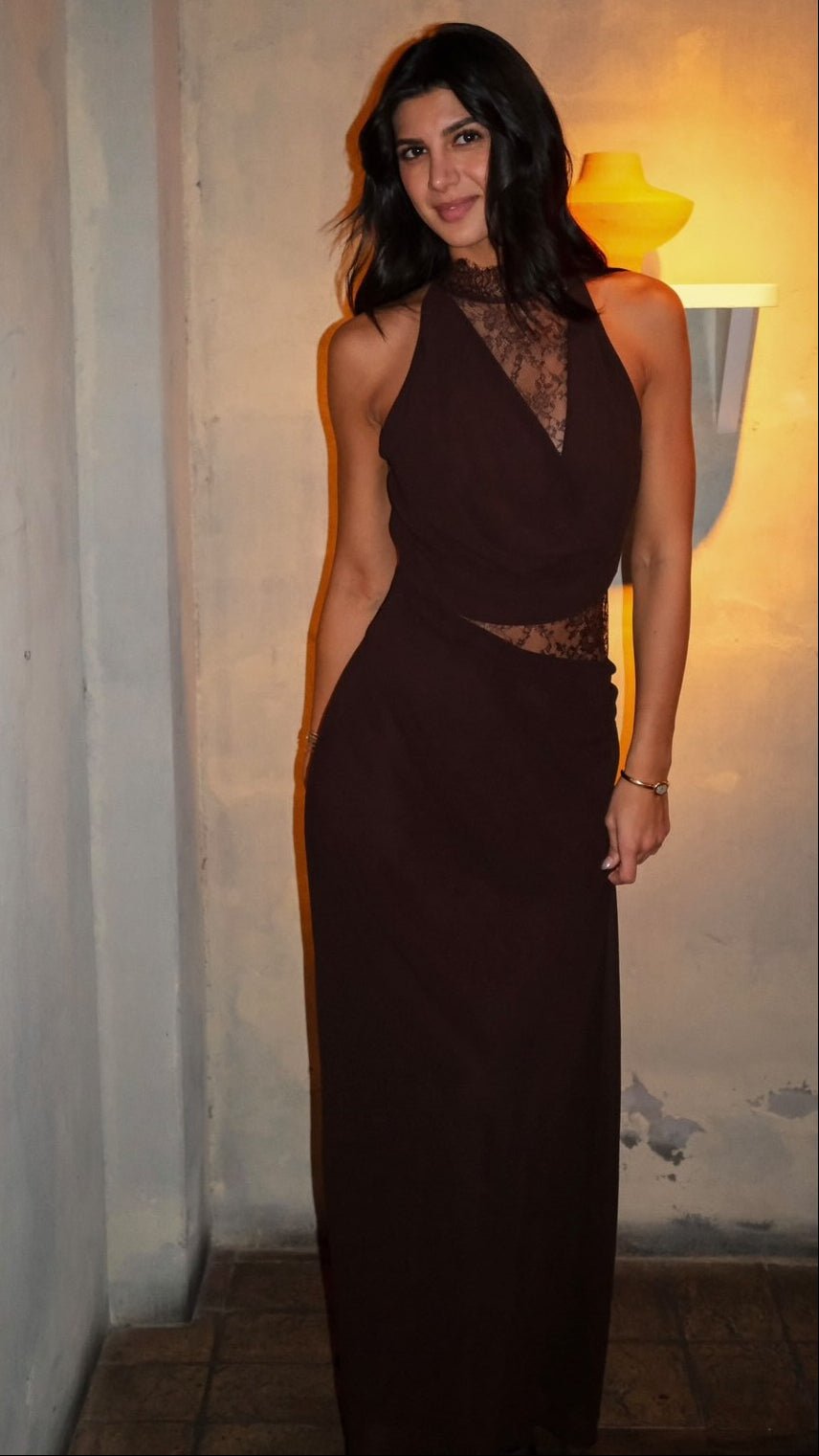 Beatrice Halter Lace Patchwork Maxi Dress - Elegant Occasion Dress for Women - Image 8