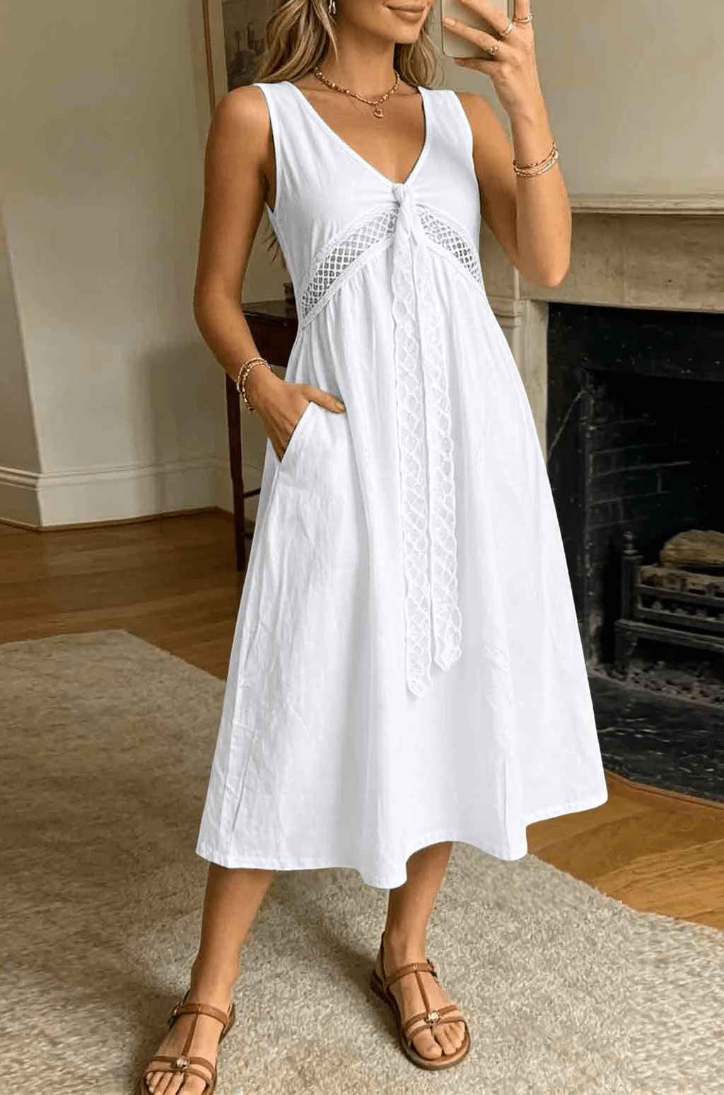 Beatrice Lace Trim A-Line Summer Dress - Elegant Occasion Dress for Women