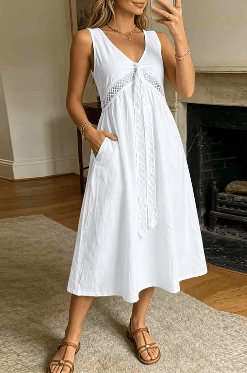 Beatrice Lace Trim A-Line Summer Dress - Elegant Occasion Dress for Women