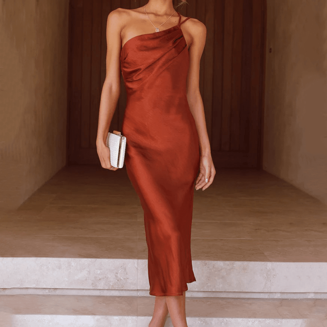 Beatrice One-Shoulder Midi Wedding Guest Dress - Elegant Occasion Dress for Women
