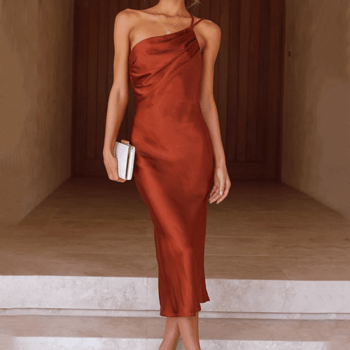 Beatrice One-Shoulder Midi Wedding Guest Dress - Elegant Occasion Dress for Women