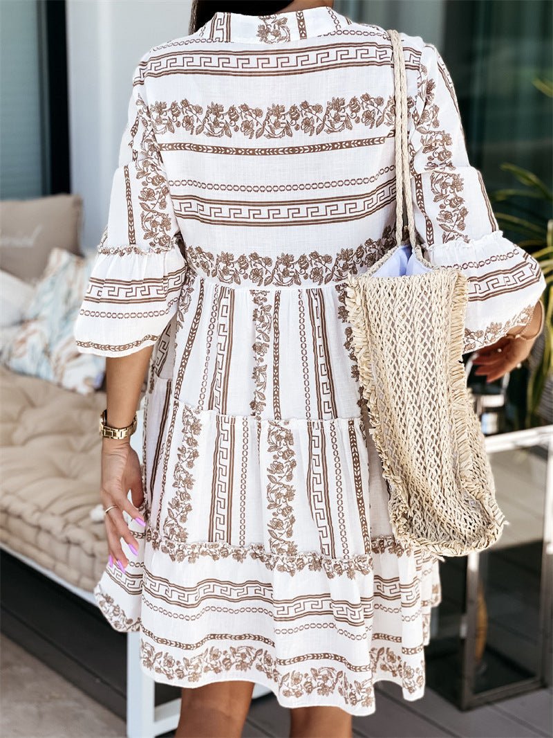 Beatrice Ruffle Boho Striped Mini Dress - Elegant Occasion Dress for Women - Image 2