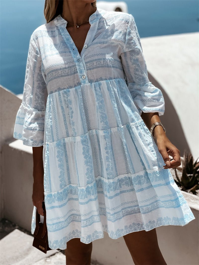 Beatrice Ruffle Boho Striped Mini Dress - Elegant Occasion Dress for Women - Image 13