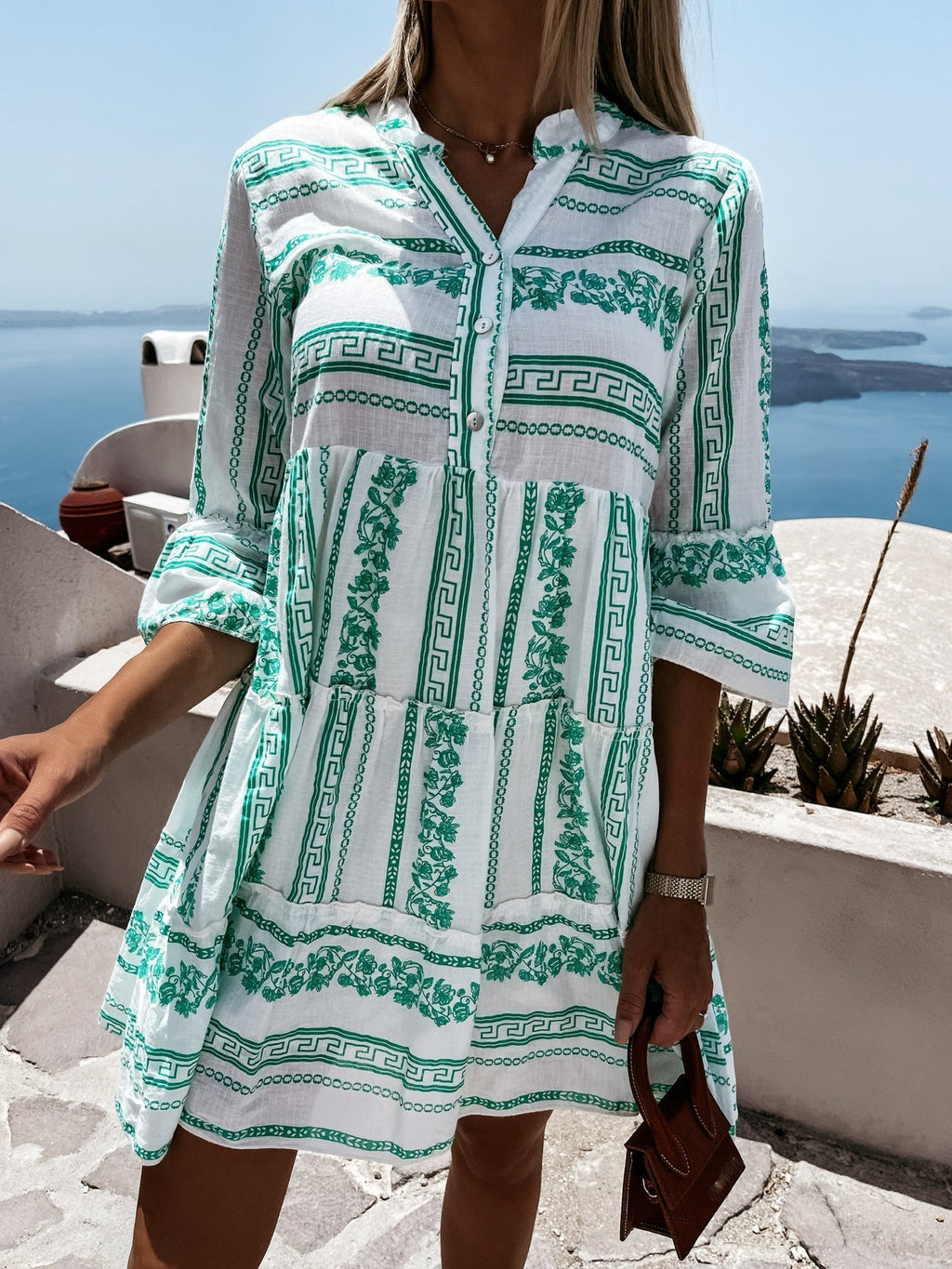 Beatrice Ruffle Boho Striped Mini Dress - Elegant Occasion Dress for Women - Image 7