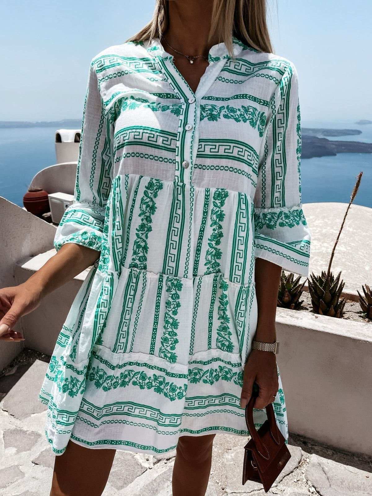 Beatrice Ruffle Boho Striped Mini Dress - Elegant Occasion Dress for Women - Image 7
