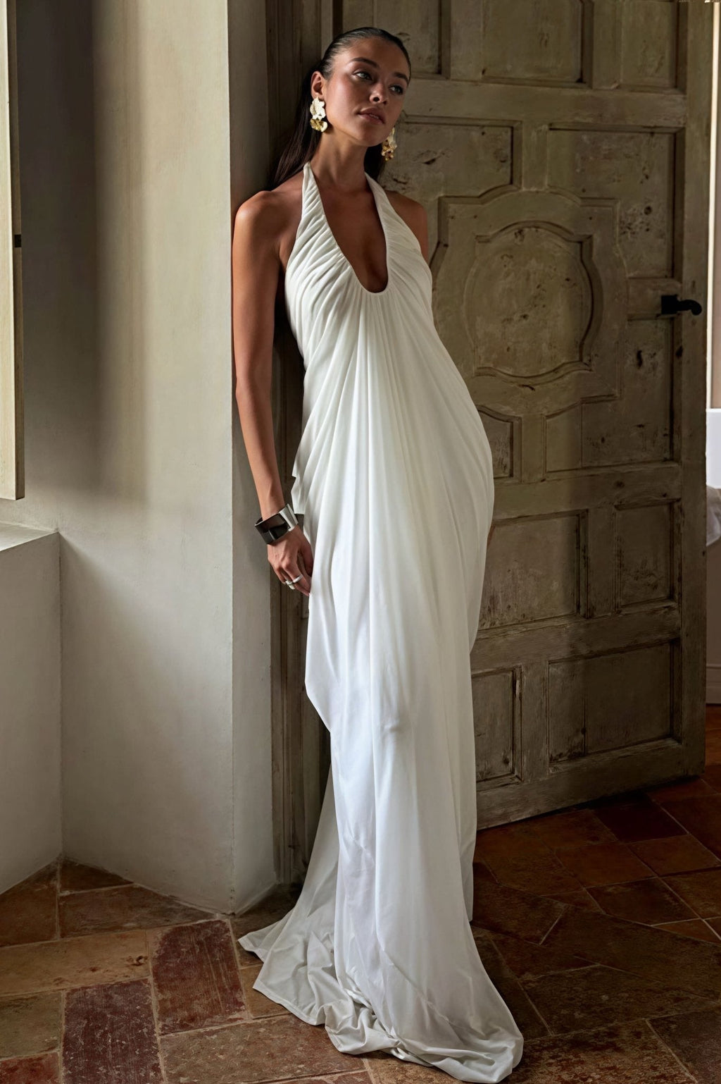 Beatrice Ruffled Halter Tulle Maxi Dress - Elegant Occasion Dress for Women