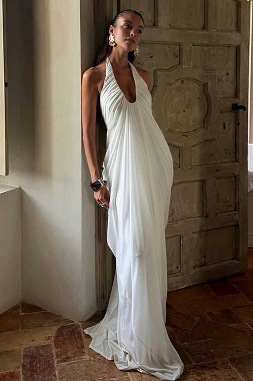 Beatrice Ruffled Halter Tulle Maxi Dress - Elegant Occasion Dress for Women