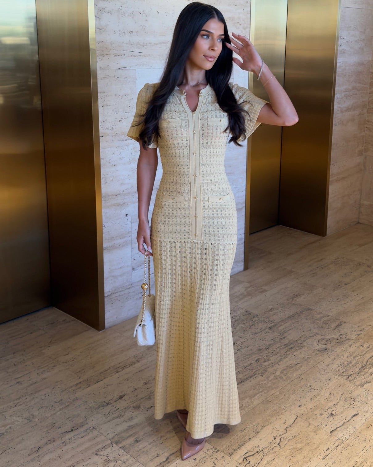 Beatrice Elegant Ribbed Knit Maxi Dress with Cinched Waist - Image 5