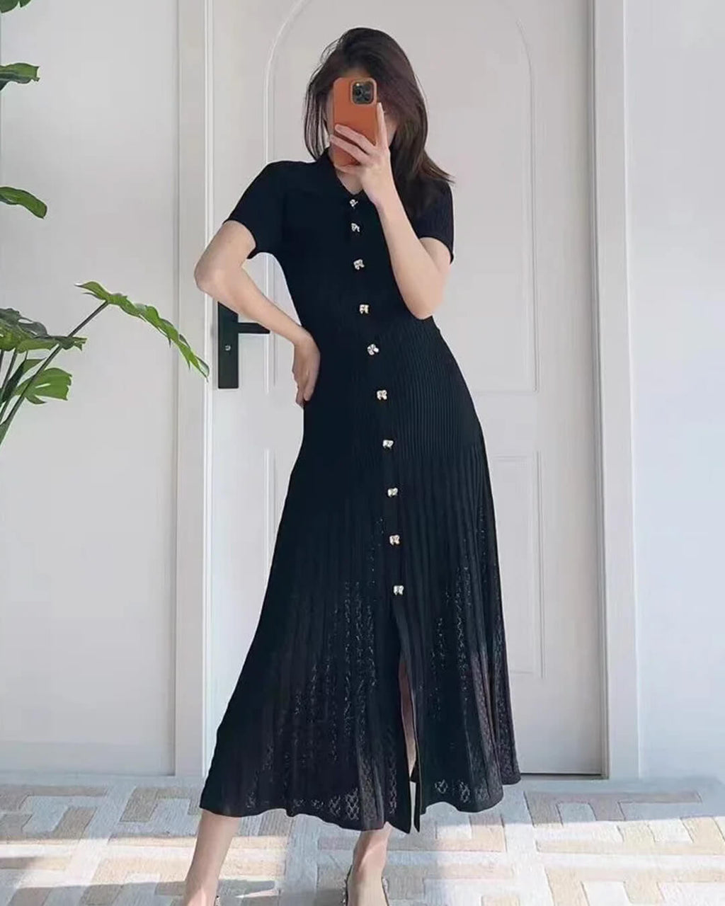 Affra Turn-Down Collar Knit Maxi Dress - Elegant Occasion Dress for Women - Image 4