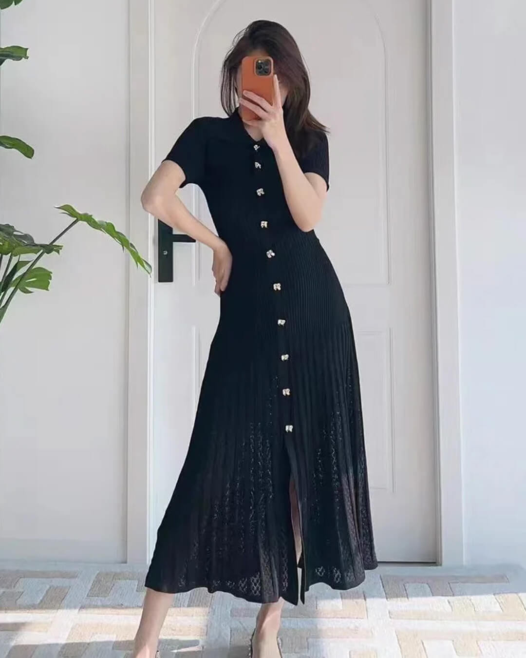Affra Turn-Down Collar Knit Maxi Dress - Elegant Occasion Dress for Women - Image 4