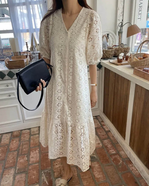 Ava V-Neck Embroidered Maxi Dress - Elegant Occasion Dress for Women - Image 2