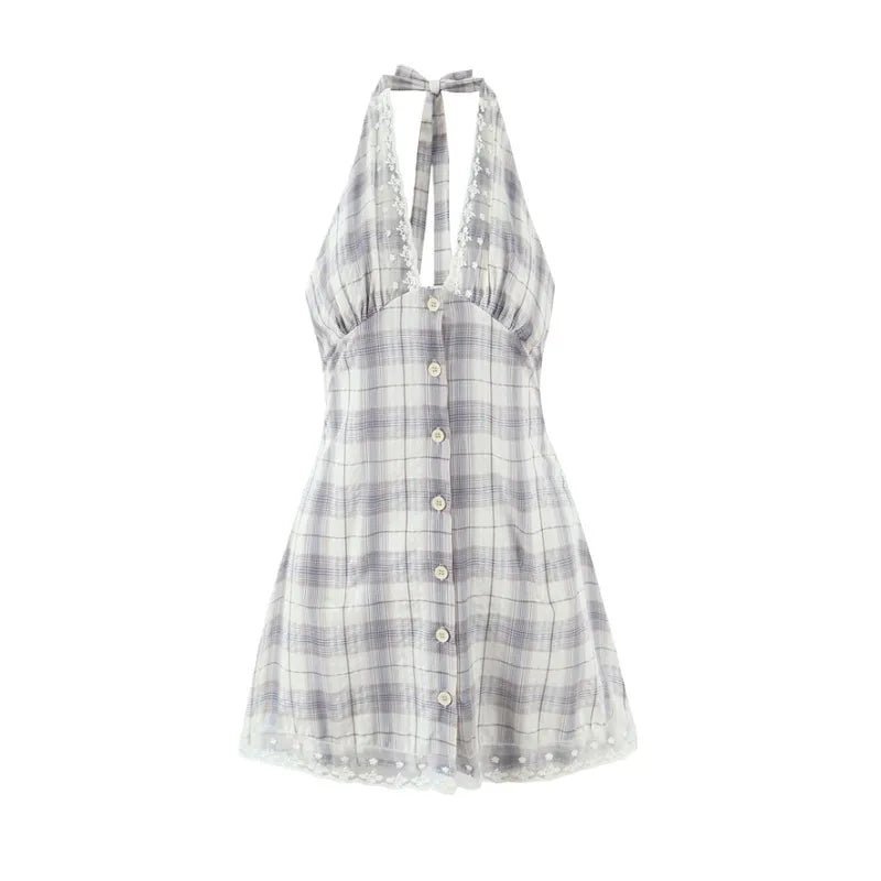 Amelia Diagonal Plaid Knit Mini Dress - Elegant Occasion Dress for Women - Image 2