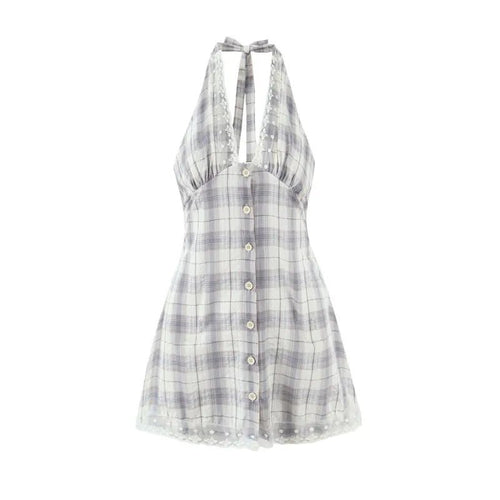 Amelia Diagonal Plaid Knit Mini Dress - Elegant Occasion Dress for Women - Image 2