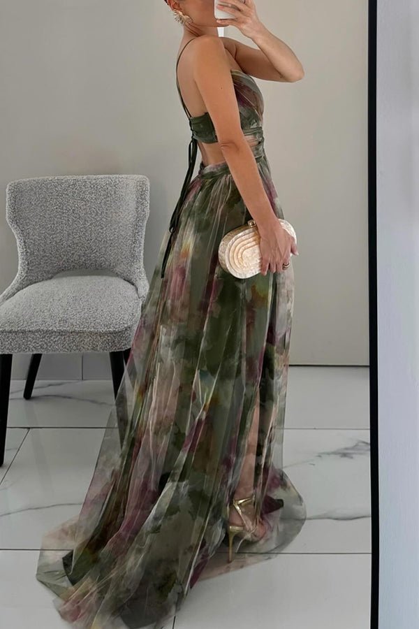 Elegant Floral V-Neck Maxi Dress - Flowing Summer Wedding Guest Dress - Image 3