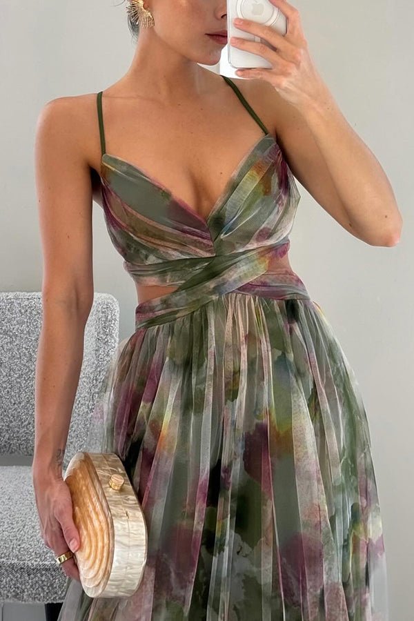 Elegant Floral V-Neck Maxi Dress - Flowing Summer Wedding Guest Dress - Image 2