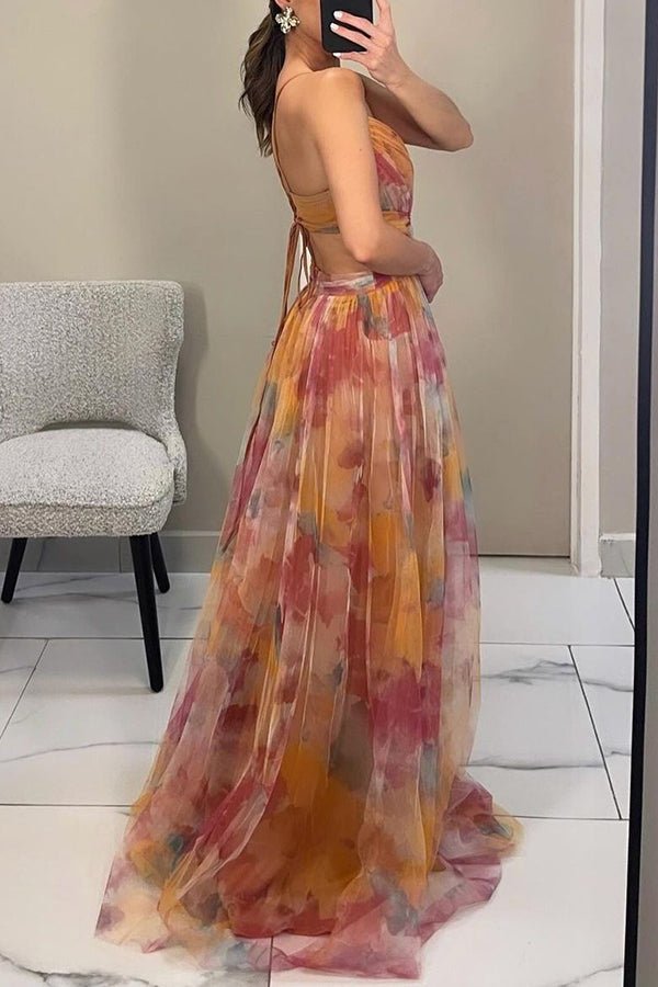 Elegant Floral V-Neck Maxi Dress - Flowing Summer Wedding Guest Dress - Image 5