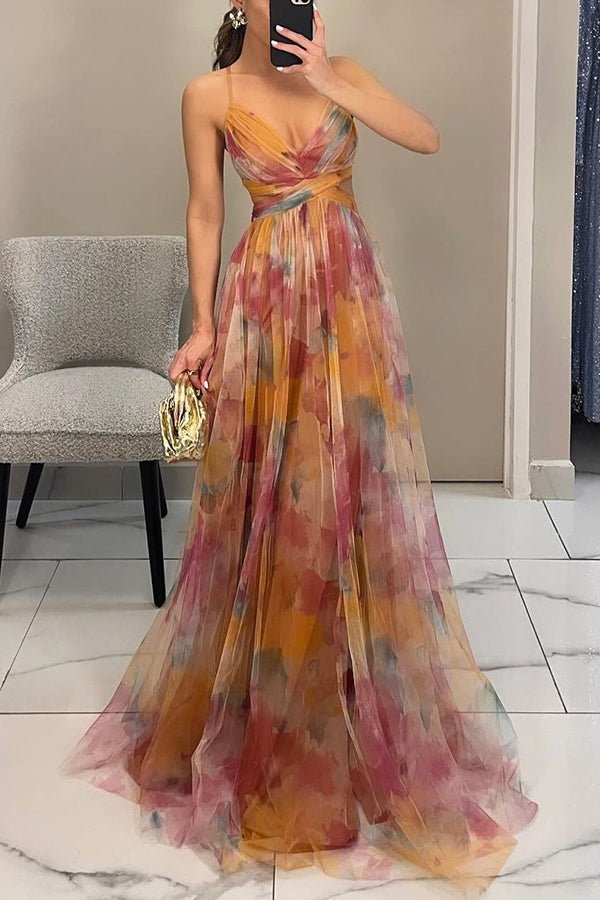 Elegant Floral V-Neck Maxi Dress - Flowing Summer Wedding Guest Dress - Image 6