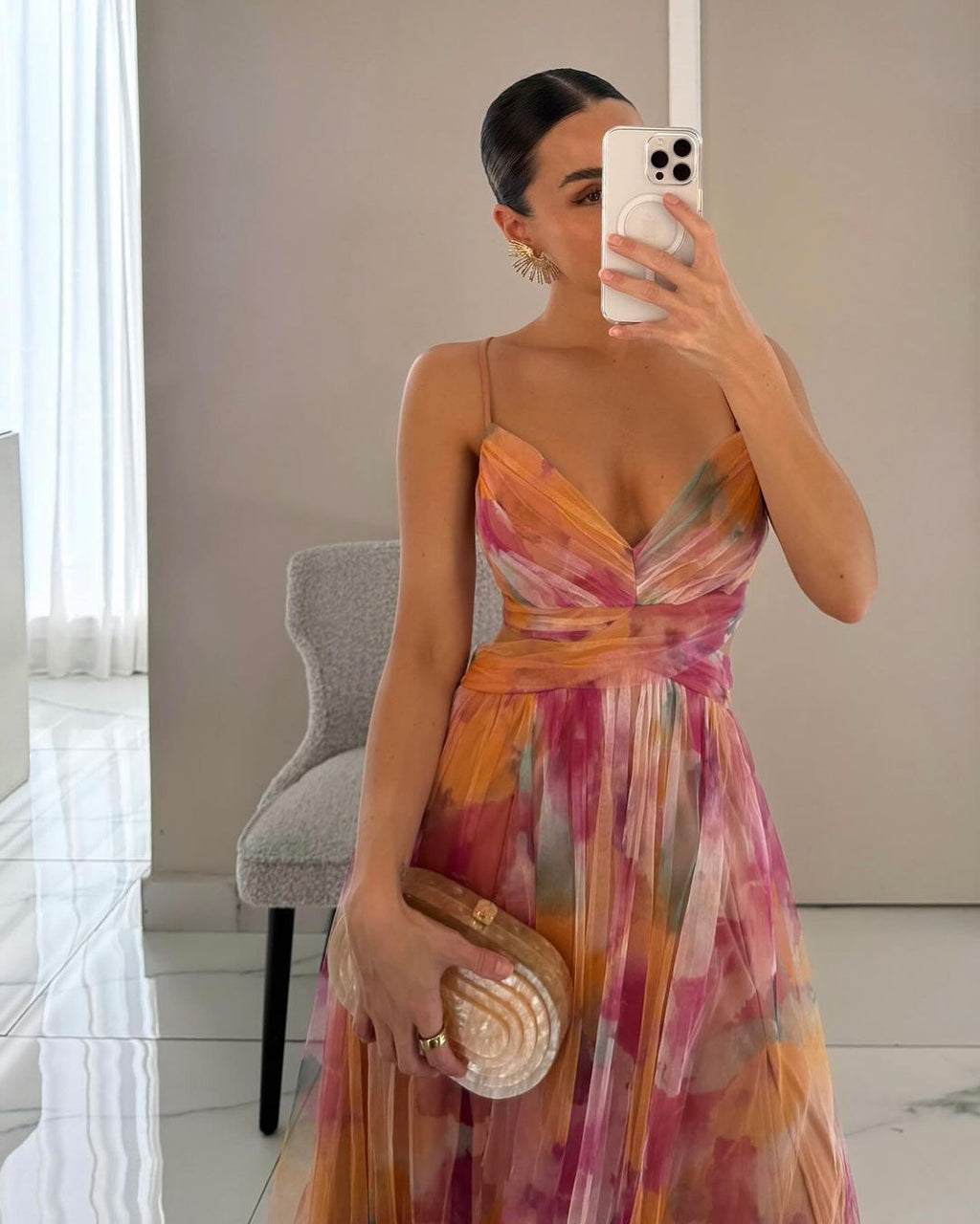 Elegant Floral V-Neck Maxi Dress - Flowing Summer Wedding Guest Dress - Image 8