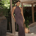 Carla Halter Tie Backless Maxi Dress - Elegant Occasion Dress for Women